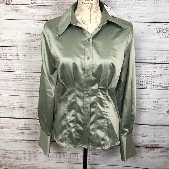 Zara Tops - Zara silky long sleeve button down wide cuff size small blouse